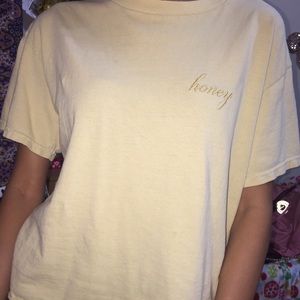 Brandy Melville Yellow “Honey” Embroidery Top